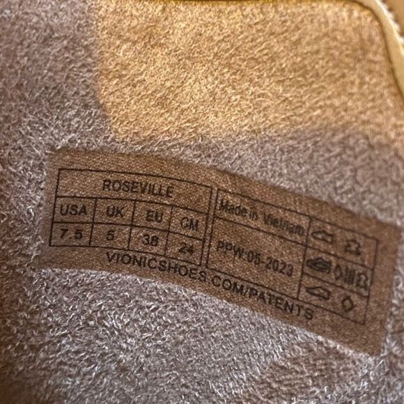 VIONIC Roseville Brea Tan Leather Pointy Toe Block Heel Open Back Shoes Size 7.5 - Picture 5 of 5